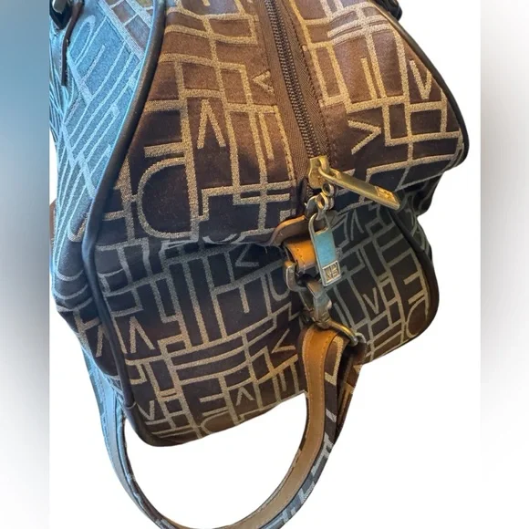 Vintage Diane Von Furstenberg DVF Logo Pattern Overnight Tote Travel Bag - Picture 3 of 11